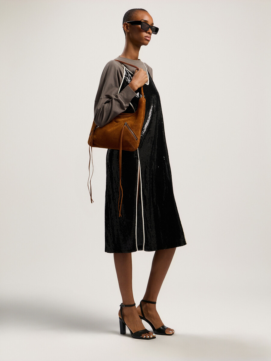 bolso maxi de ante con cremallera