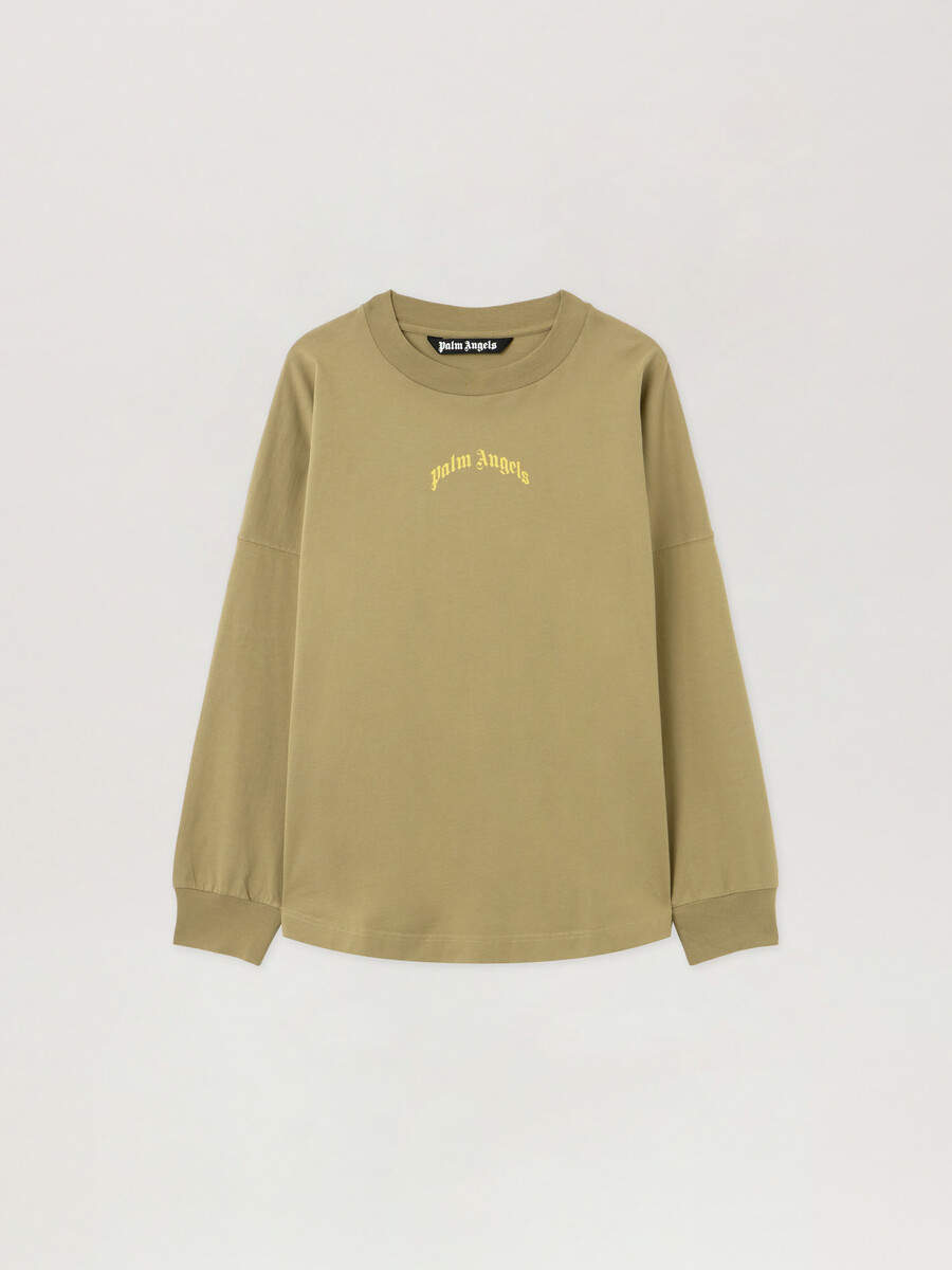 camiseta de manga larga con logotipo curvo