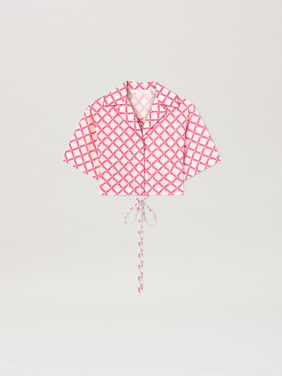 camisa con logo de red cruzado marfil - fuchs