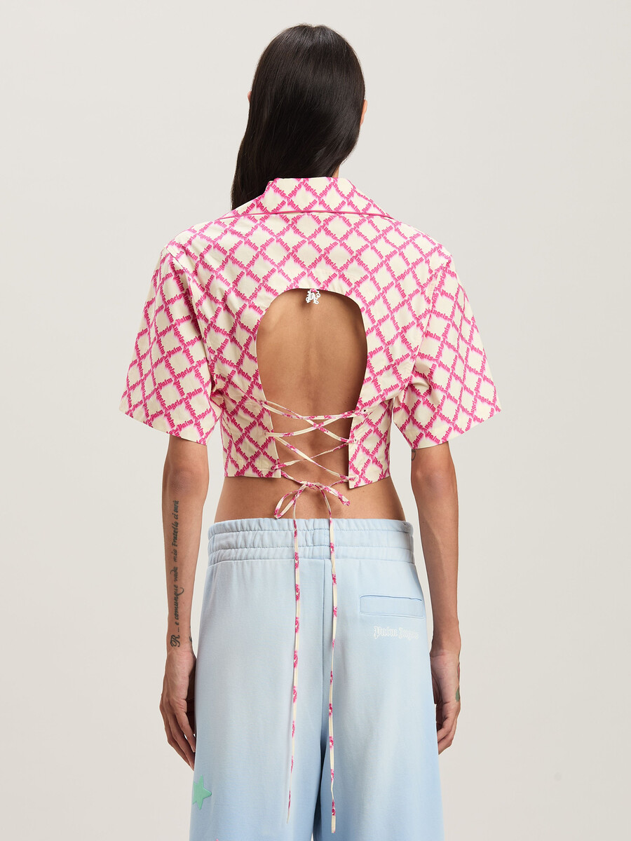camisa con logo de red cruzado marfil - fuchs
