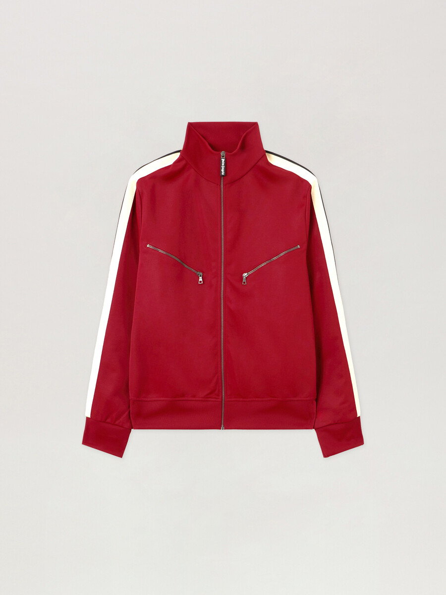 chaqueta deportiva con cremallera y logotipo curvo