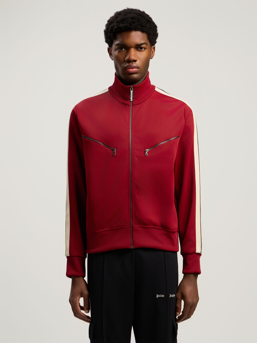 chaqueta deportiva con cremallera y logotipo curvo