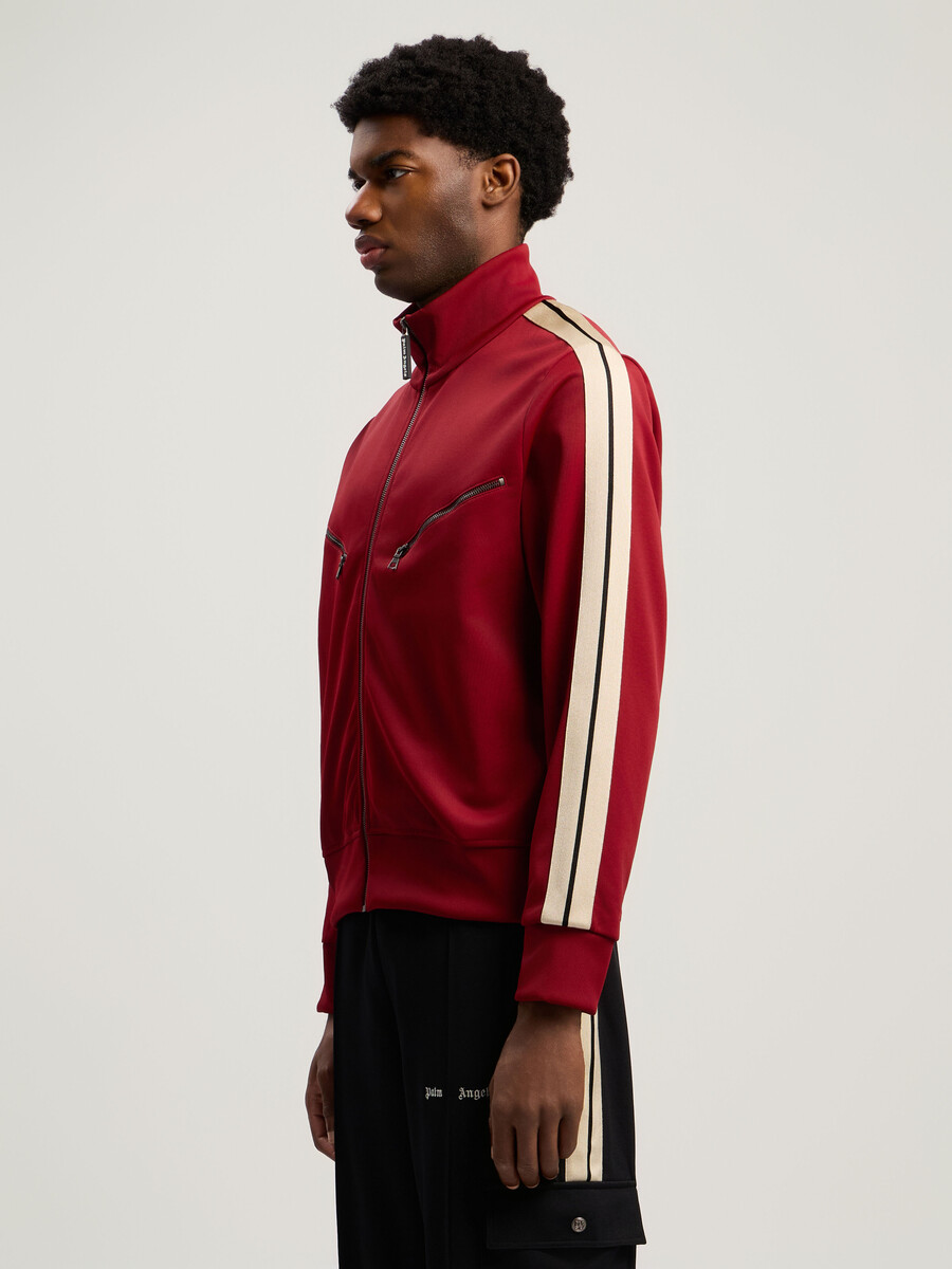 chaqueta deportiva con cremallera y logotipo curvo
