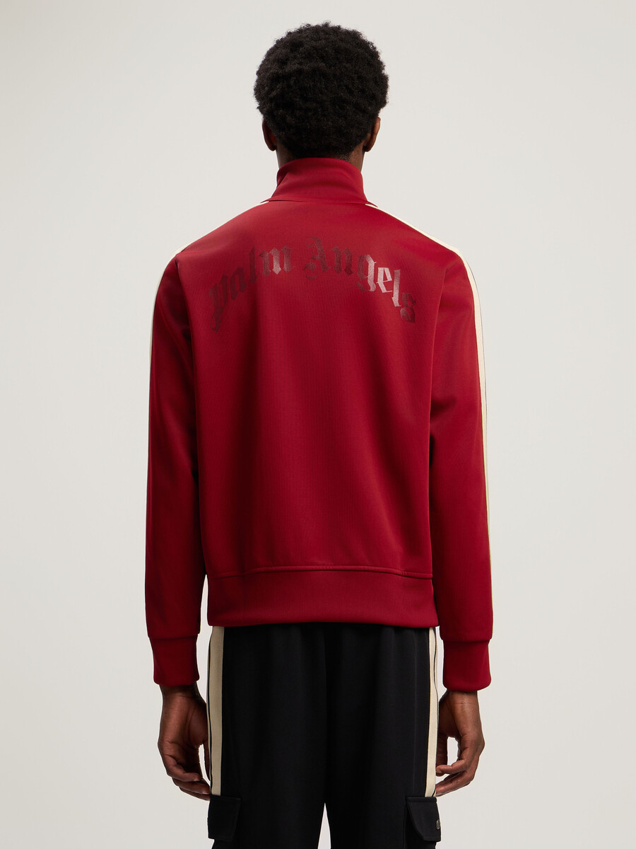 chaqueta deportiva con cremallera y logotipo curvo