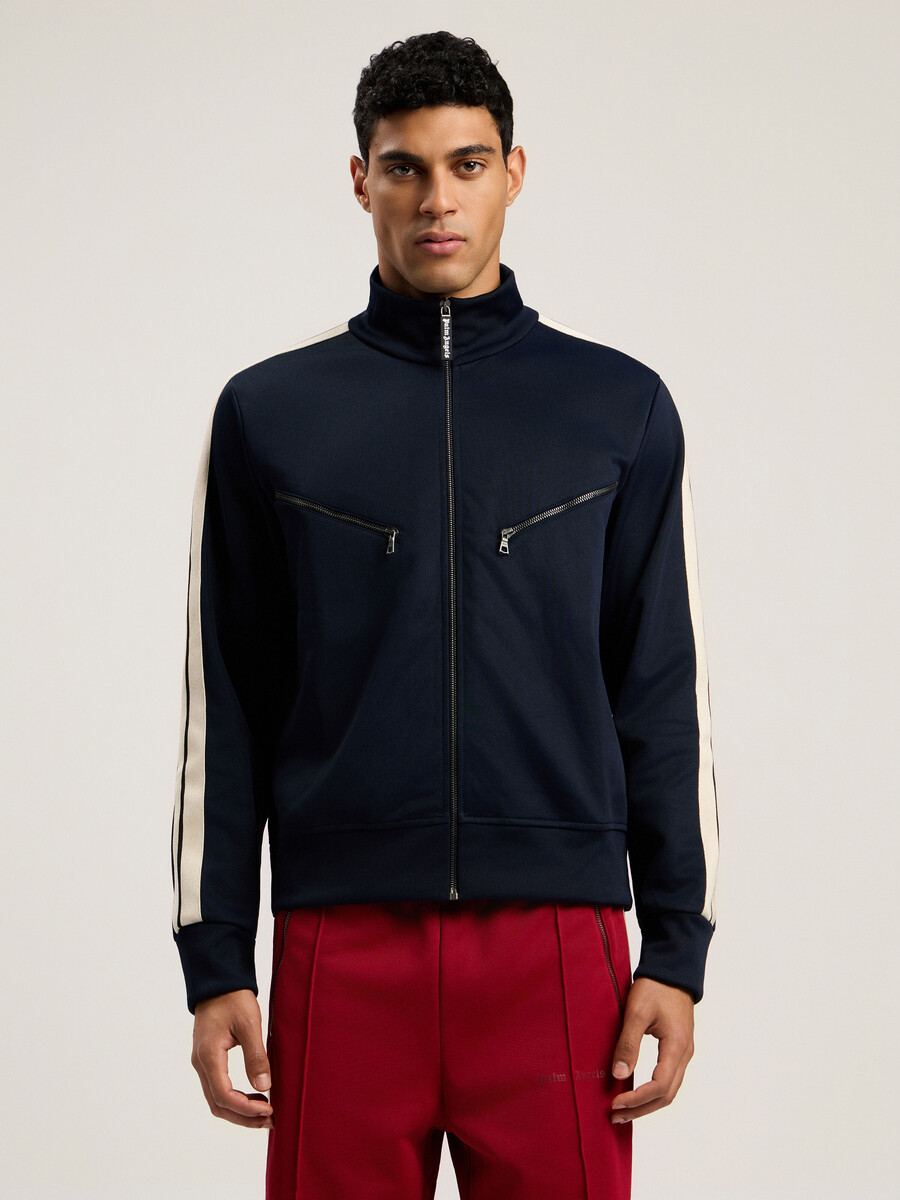 chaqueta deportiva con cremallera y logotipo curvo