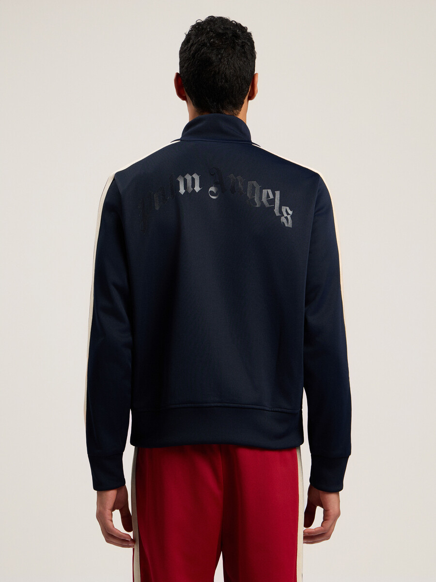 chaqueta deportiva con cremallera y logotipo curvo