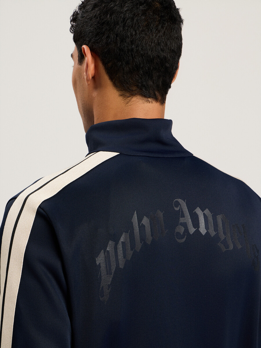 chaqueta deportiva con cremallera y logotipo curvo