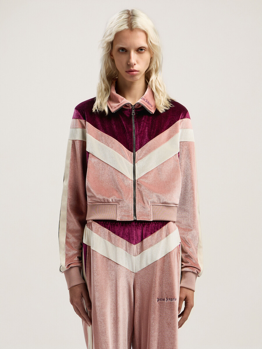 chaqueta deportiva de chenilla con bloques de color