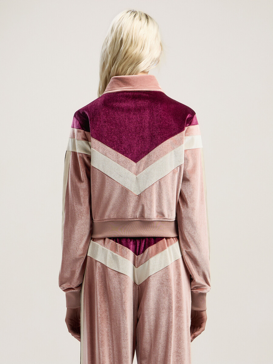 chaqueta deportiva de chenilla con bloques de color