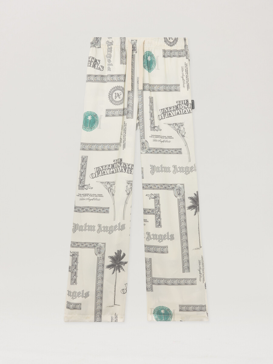 pantalones anchos con estampado de dólares