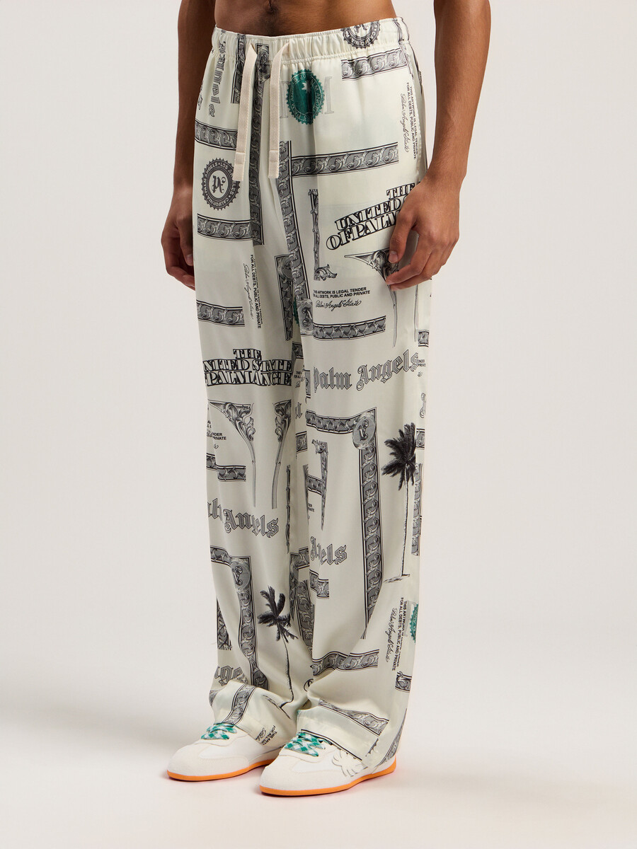 pantalones anchos con estampado de dólares