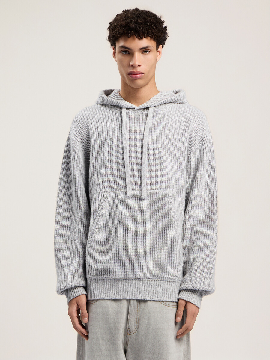 sudadera con capucha de punto acanalado con logotipo curvo
