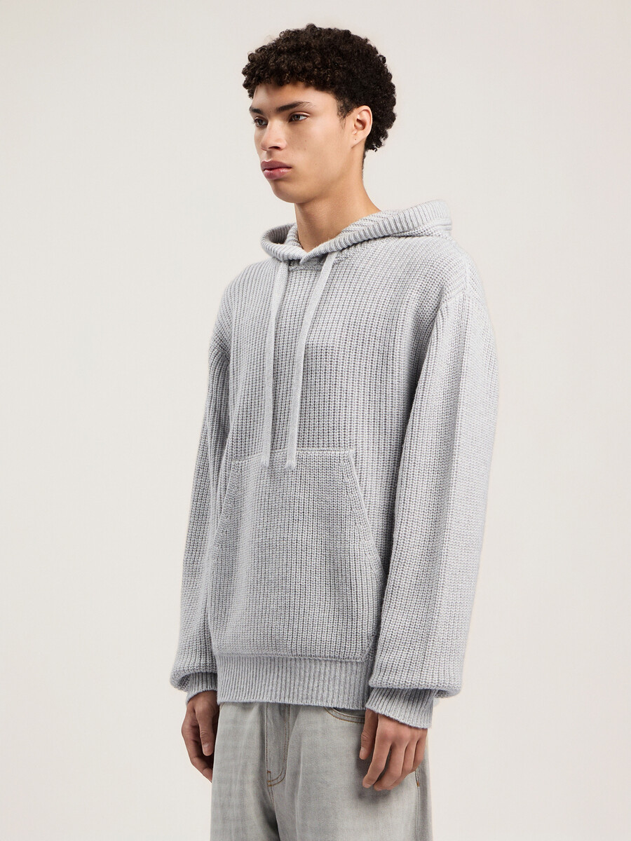 sudadera con capucha de punto acanalado con logotipo curvo