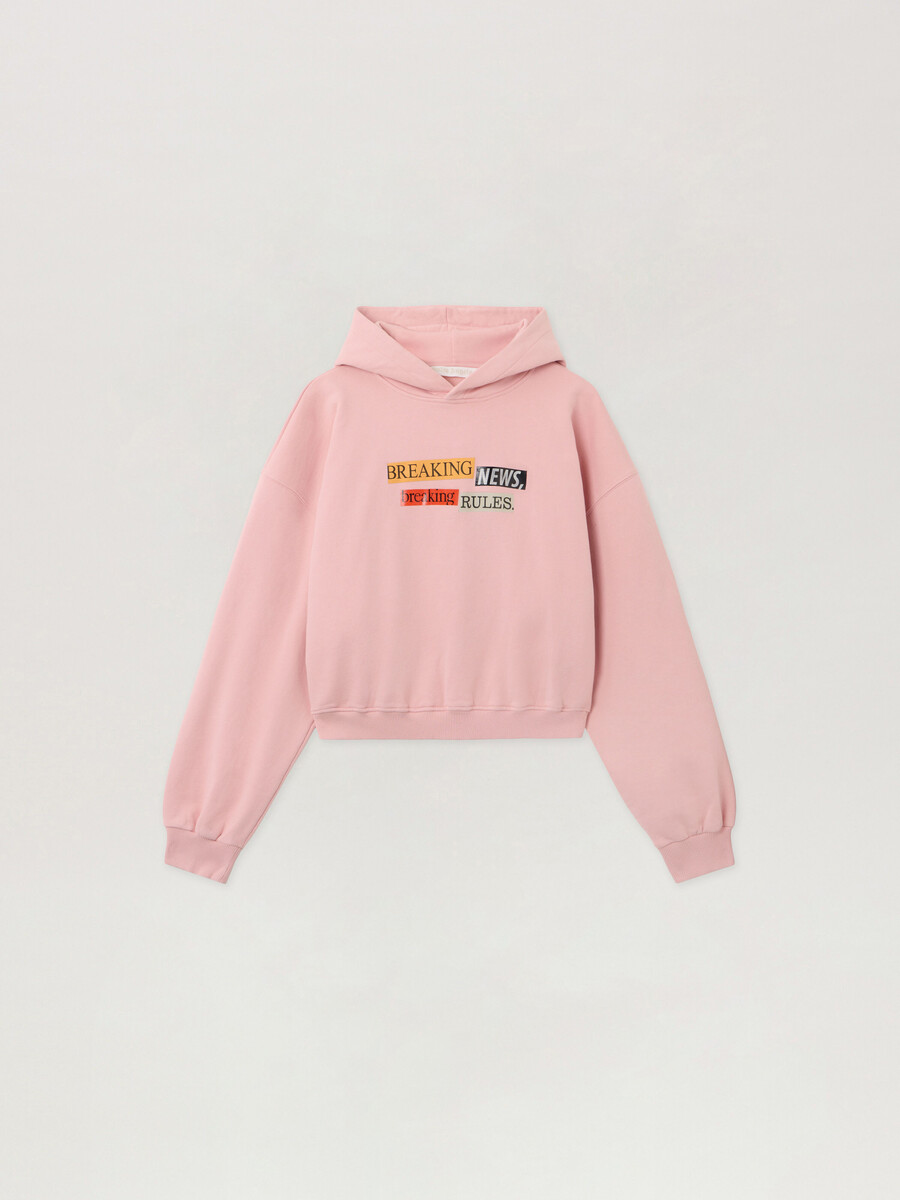 sudadera corta con capucha y cita de paxlatimes