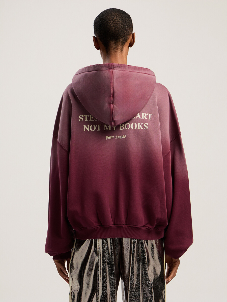 sudadera corta con capucha y cremallera del club de lectura