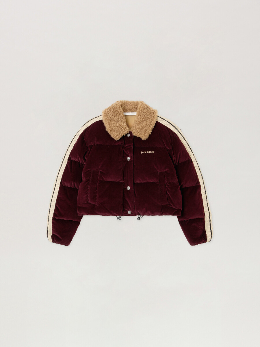 chaqueta de plumón de pana con logotipo clásico