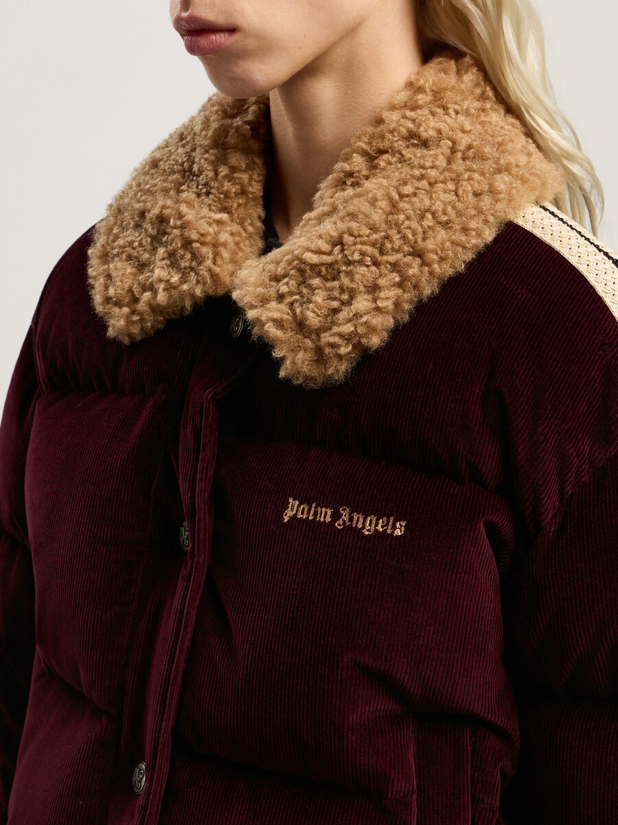 chaqueta de plumón de pana con logotipo clásico