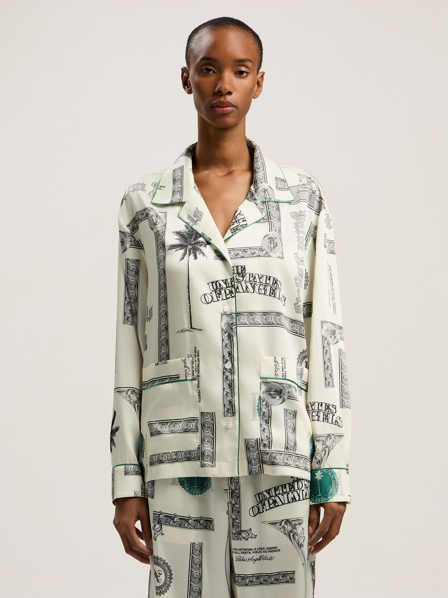 camisa de pijama con estampado de dólares