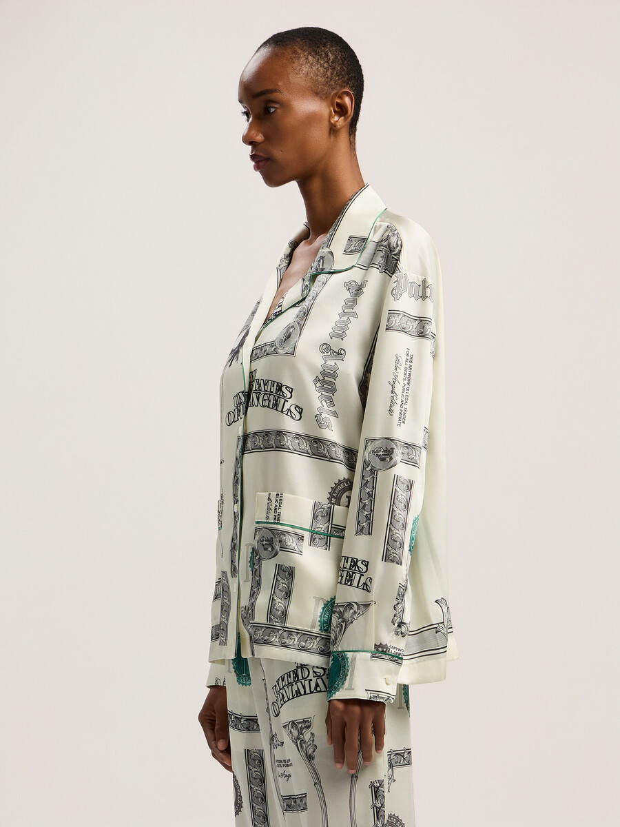 camisa de pijama con estampado de dólares