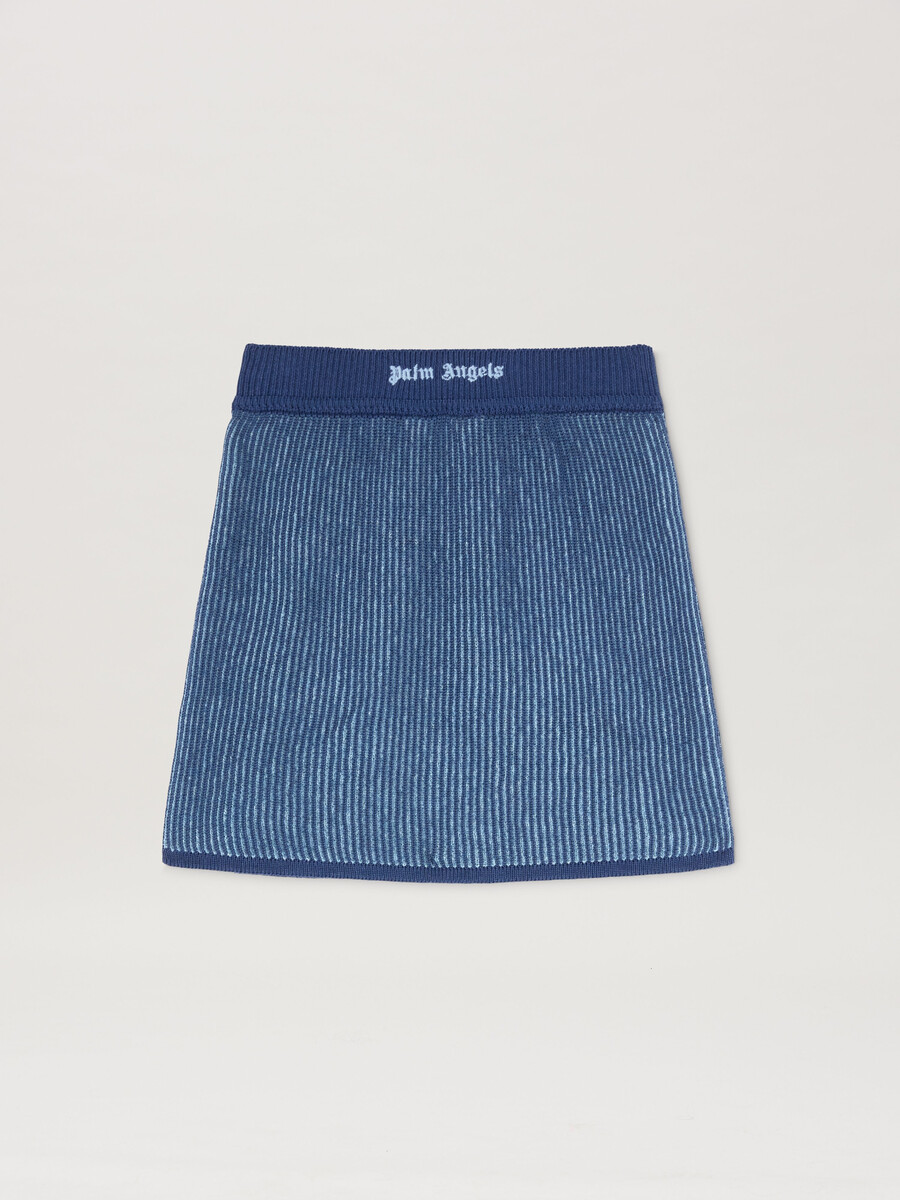 falda de punto acanalado bicolor azul Índigo - claro