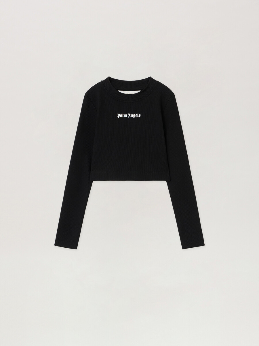 camiseta de manga larga acanalada con logotipo para bebé