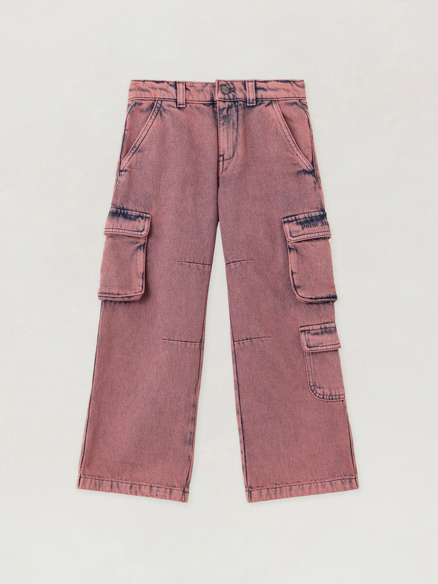 pantalones cargo de mezclilla de pierna ancha con teñido sobredimensionado