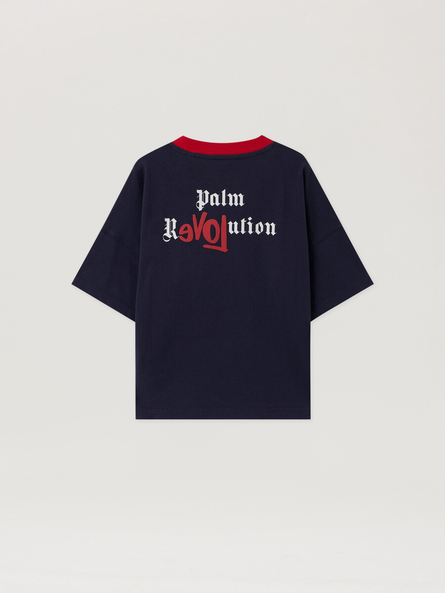 camiseta de cuello redondo con gráfico de skate