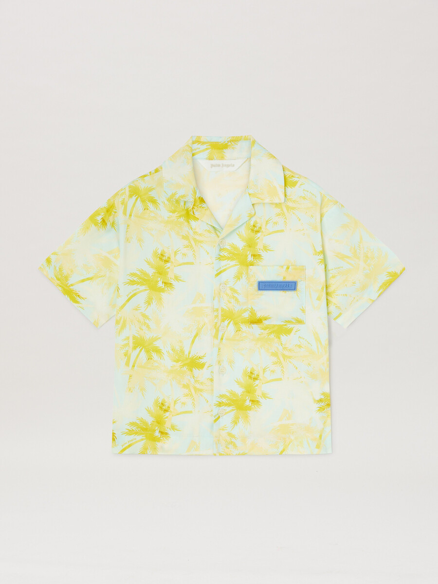 camisa de bolos aop palms manga corta azul cielo -du