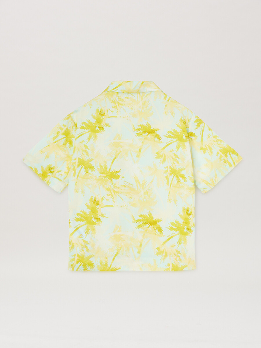 camisa de bolos aop palms manga corta azul cielo -du