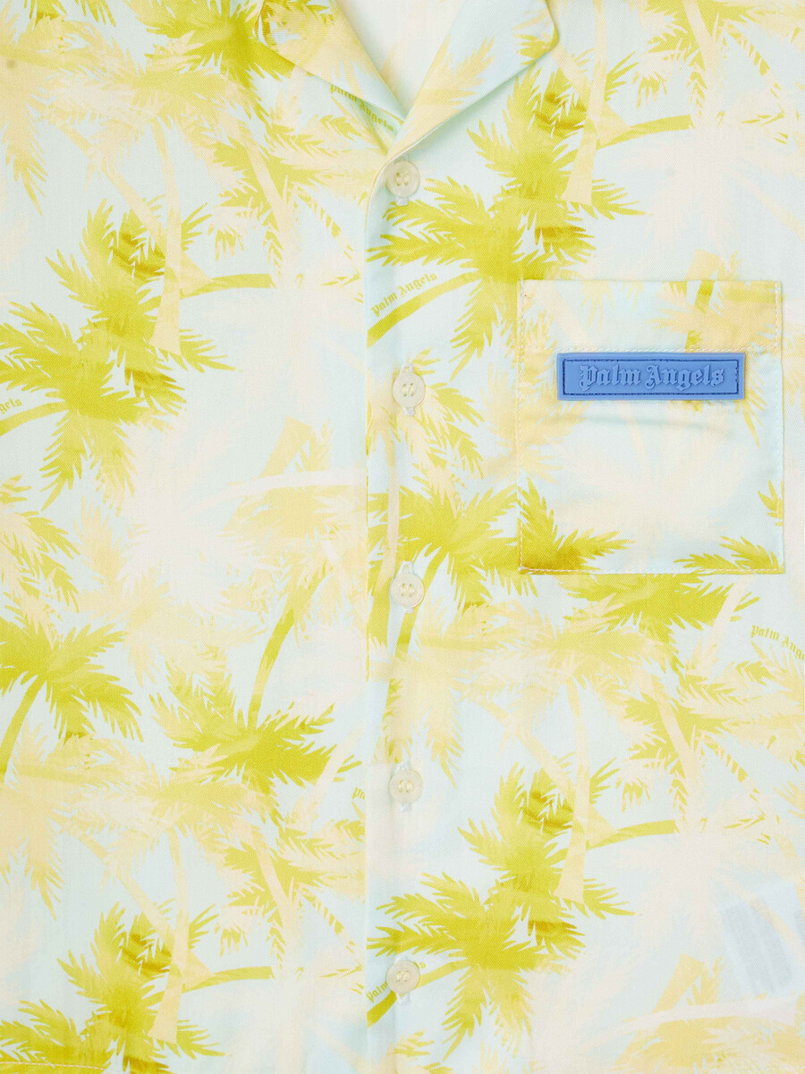 camisa de bolos aop palms manga corta azul cielo -du