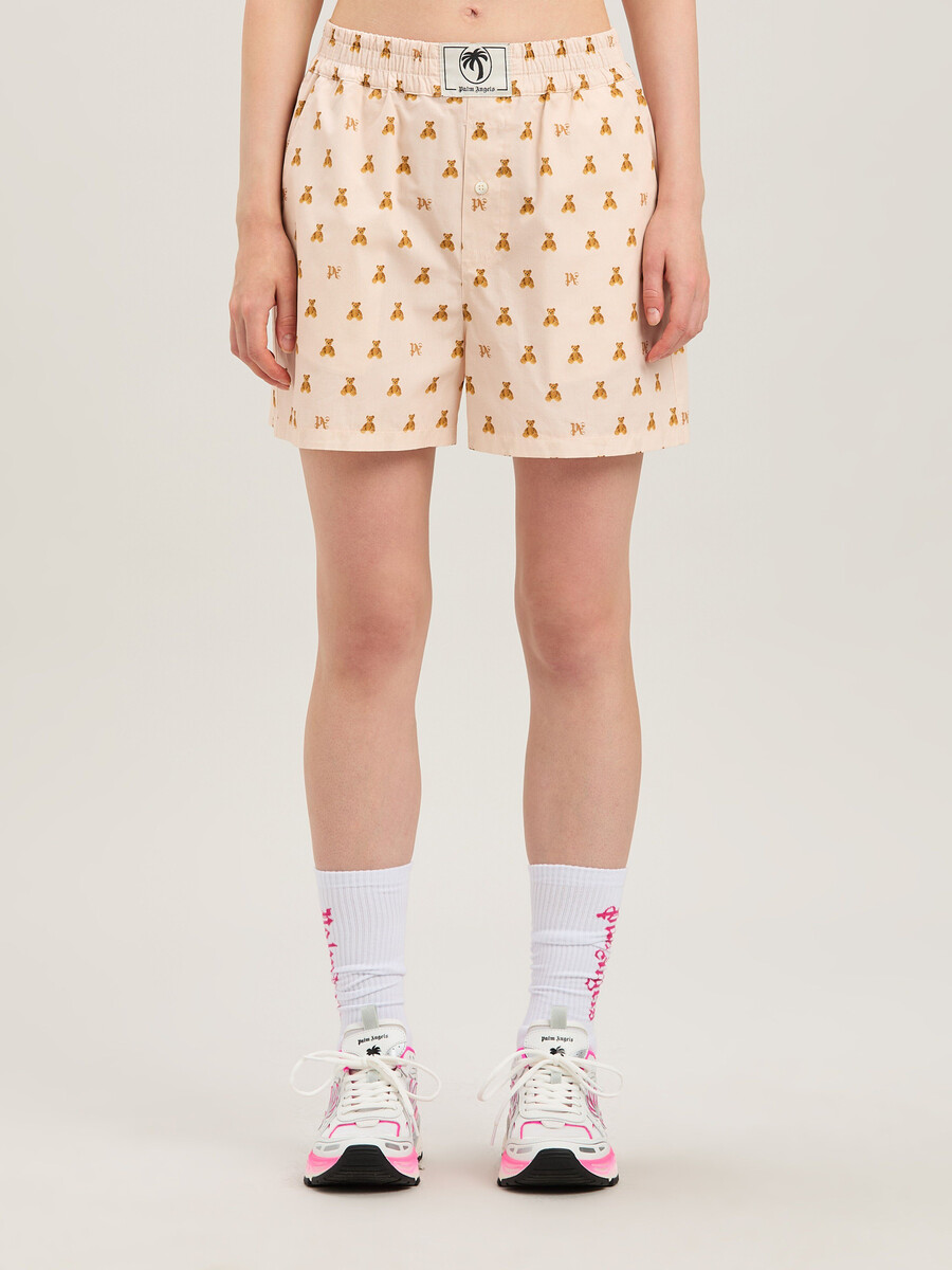 pantalones cortos mini bear monograma rosa suave - br