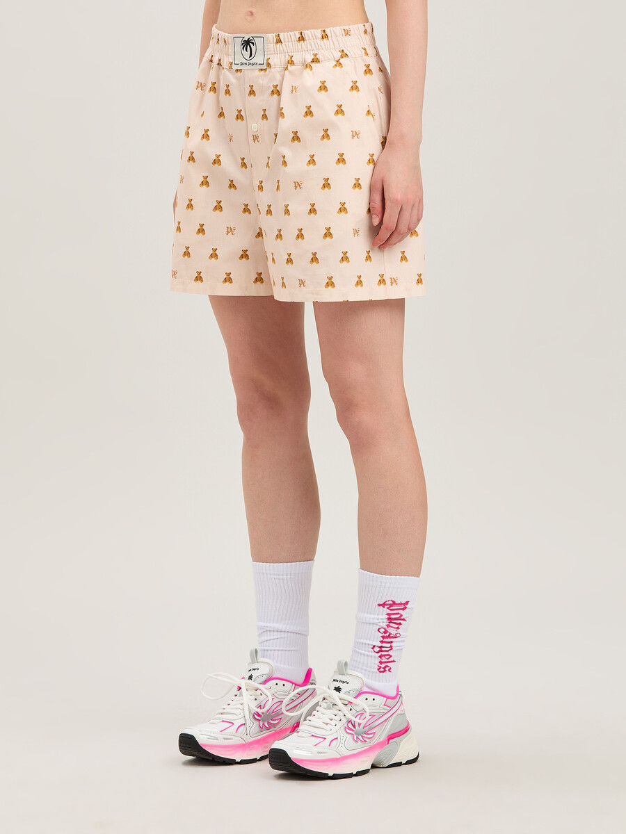 pantalones cortos mini bear monograma rosa suave - br