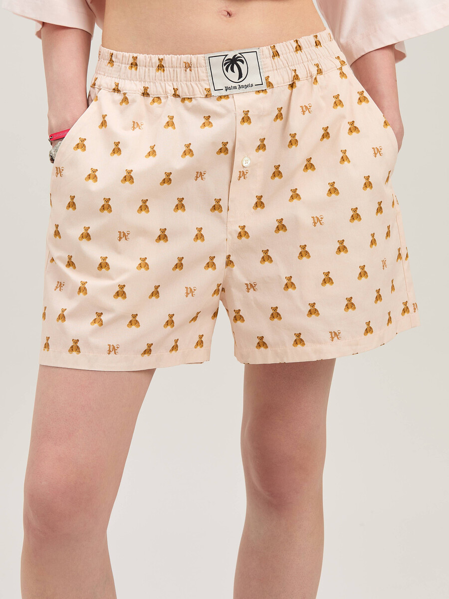 pantalones cortos mini bear monograma rosa suave - br