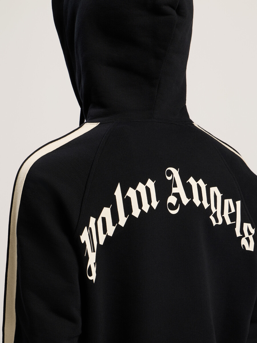sudadera con capucha y logotipo curvo