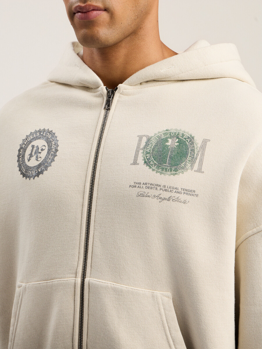 sudadera holgada con cremallera y dólar